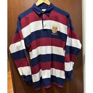 Cambridge University Rugby Shirt Mens Medium Striped UK Made Crest Preppy
